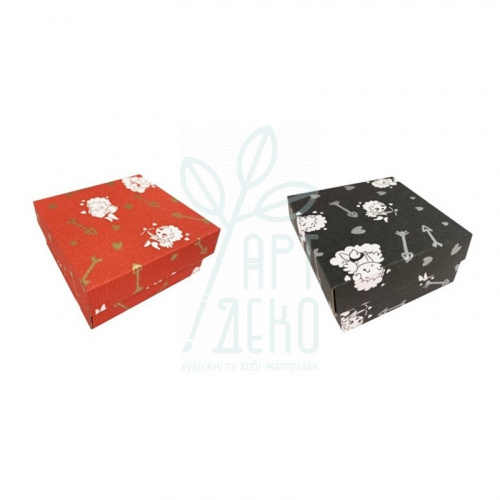 Коробка подарункова, гофрокартон "Купідони", 14,5х14х7,2 см, Україна