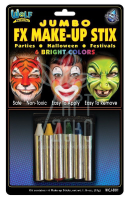 Набір олівців для гриму Jumbo Makeup Sticks/Bright Colours 6 шт., Wolfe