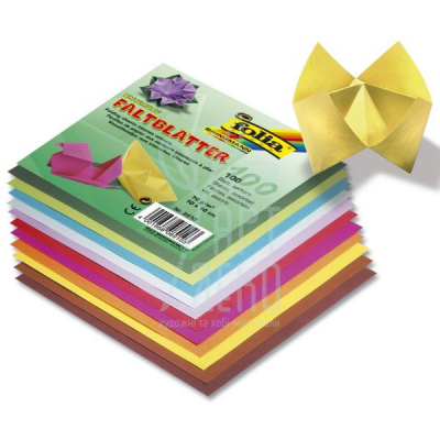 Набір паперу для орiгамi Folding Paper 70 г/м2, 10x10 см, асорті 100 аркушів, Folia