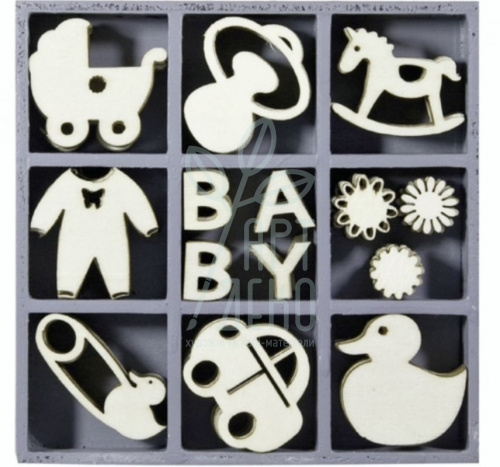 Набір міні-чипбордів дерев'яних "Baby", 10,5х10,5 мм, 45 шт, Knorr Prandell