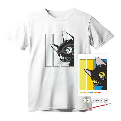 Набір футболка-розмальовка "Чорний кіт", бавовна 100%, розмір S, ROSA Talent