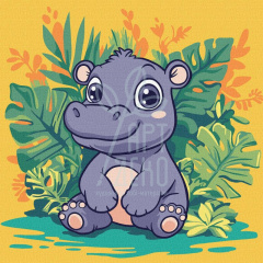 Набір для розпису за номерами "Бегемот в тропіках", 30х30 см, Ідейка