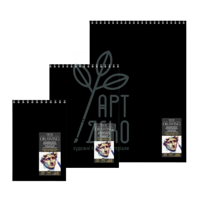 Альбом для малювання MUSE Drawing, спіраль, 150 г/м2, 30 л., Школярик