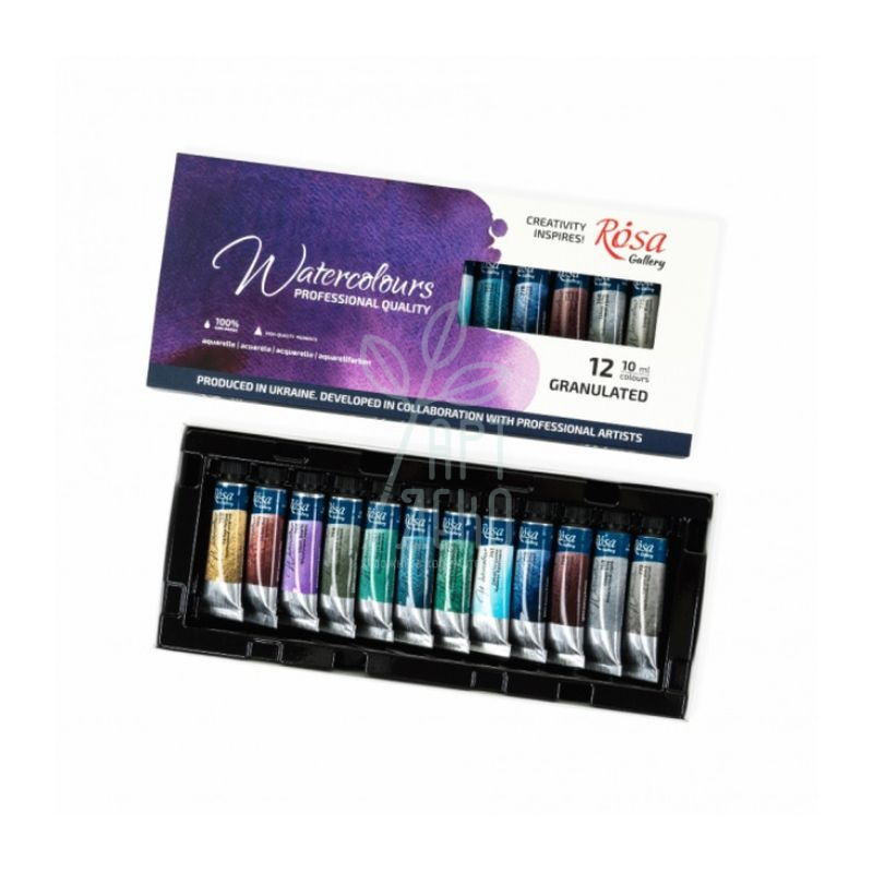 Набір акварельних фарб Gallery "Granulation", 12х10 мл, ROSA