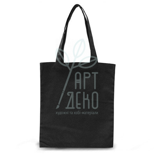 Еко-сумка, бязь, 38х42 см, чорна, ручки 70 см, 145 г/м2, Україна