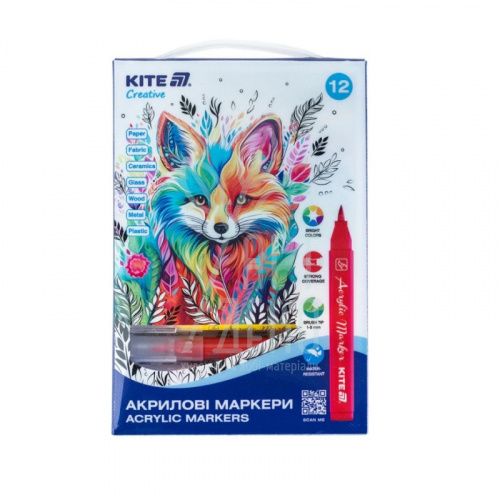 Набір маркерів-пензлів акрилових Creative, 12 шт, Kite
