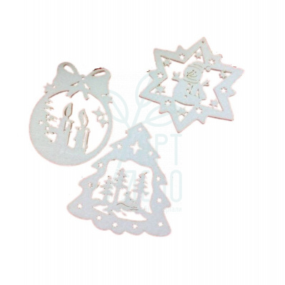 Набір декору з фетру "Новий рік",7 см, 3 шт, Україна 