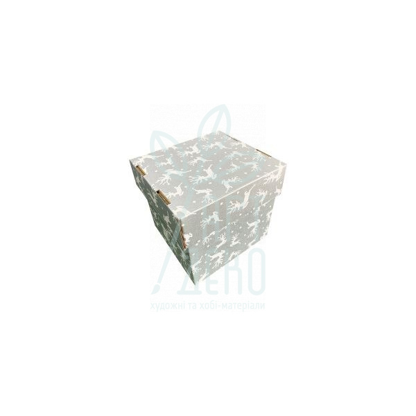 Коробка подарункова, гофрокартон "Олені", 14,5х14,5х14,3 см, Україна