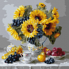 Набір для розпису за номерами "Соняшники з виноградом", 40х40 см, Ідейка