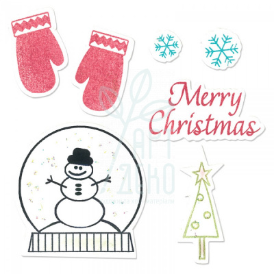 Набір ножів та штампів для скрапбукінгу Die Set 7PK w/Stamps-Mittens & Snow Globe, Sizzix Набір ножів та штампів для скрапбукінгу Die Set 7PK w/Stamps-Mittens & Snow Globe, Sizzix