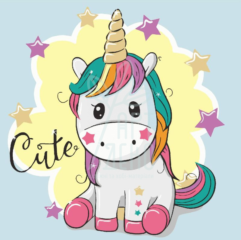 Набір для розпису за номерами "Райдужна єдиноріжка", 30х30 см, ArtCraft