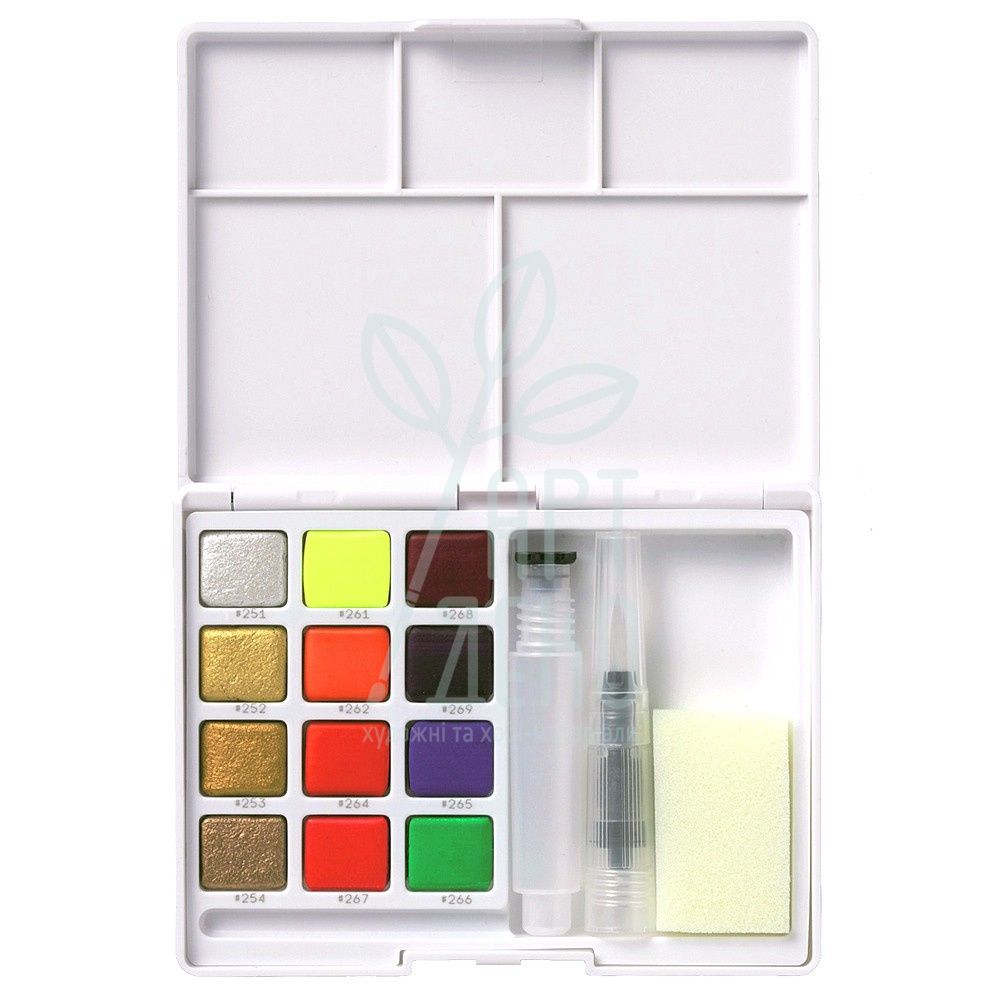 Набір акварельних фарб KOI Watercolors Sketchbox Metallic, 12 кол., SAKURA