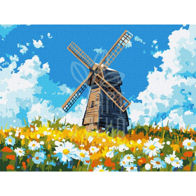 Набір для розпису за номерами "Млин посеред поля", 30х40 см, Ідейка