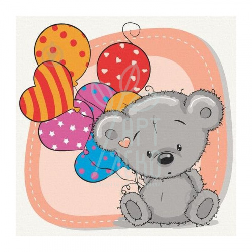 Набір для розпису за номерами "Ведмежа з кульками", 30х30 см, ArtCraft