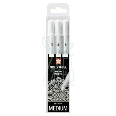 Набір гелевих ручок Gelly Roll Basic 08 Medium, Білі, 3 шт., Sakura