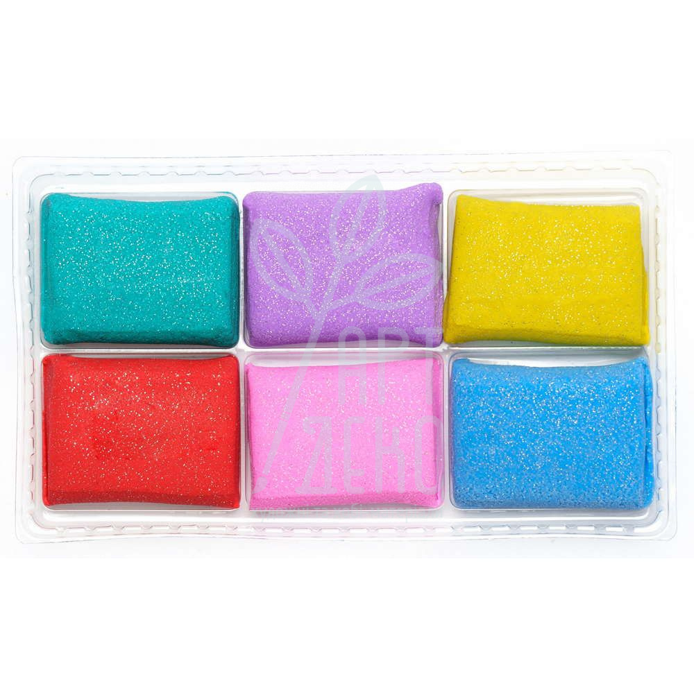 Набір полімерної глини, з блискітками, 6 кол, Школярик