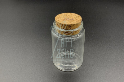 Пляшечка скляна з пробкою, 80х47 мм, 90 мл, Китай