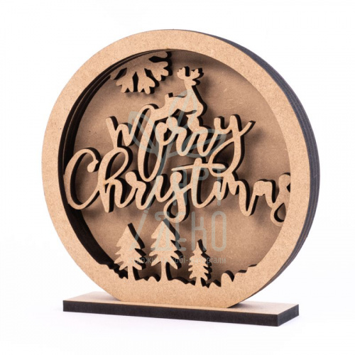 3D композиція "Marry Christmas", МДФ, 15х15 см, ROSA 