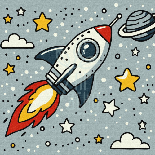 Набір для розпису за номерами "Космічна ракета", 25х25 см, Ідейка