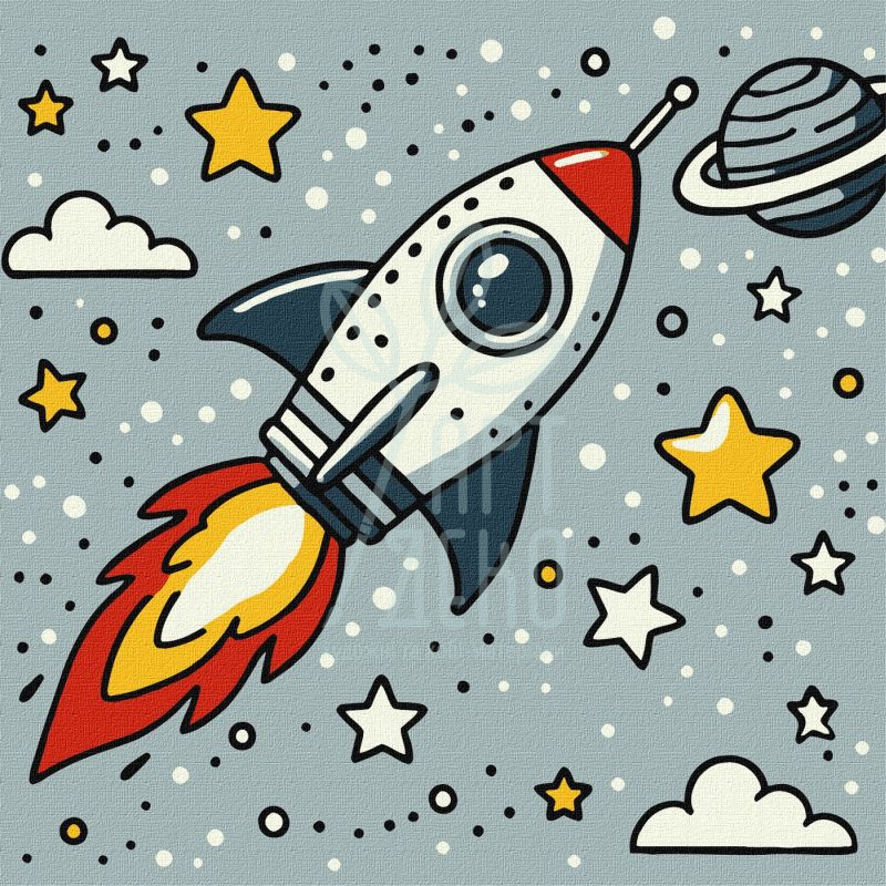 Набір для розпису за номерами "Космічна ракета", 25х25 см, Ідейка