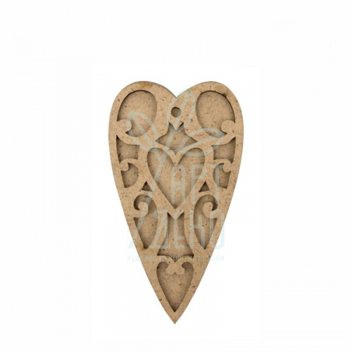 Набір заготовок "Серце 3D ажурне 3", ДВП, 5,5х10 см, 2 шт, ROSA Talent