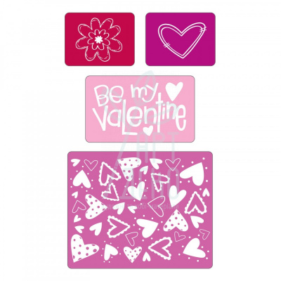 Папки для текстурного тиснення Embossing Folders 4PK-Valentine Set #4, Sizzix 