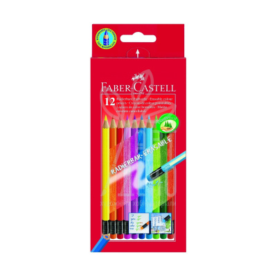 Набір олівців кольорових, з гумкою,12 шт, Faber-Castell