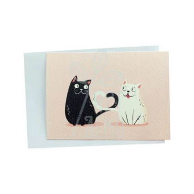 Листівка з конвертом "Black & White cat", 10,5х14,8 см, Україна