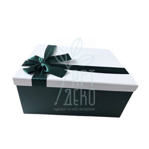 Коробка подарункова з бантом, зелена, Україна