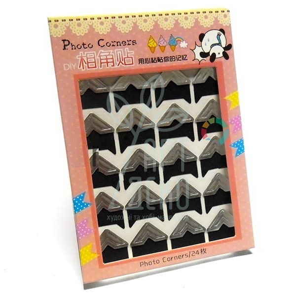 Кутики для альбомів і фотографій, конгрев, срібло, 24 шт, Китай