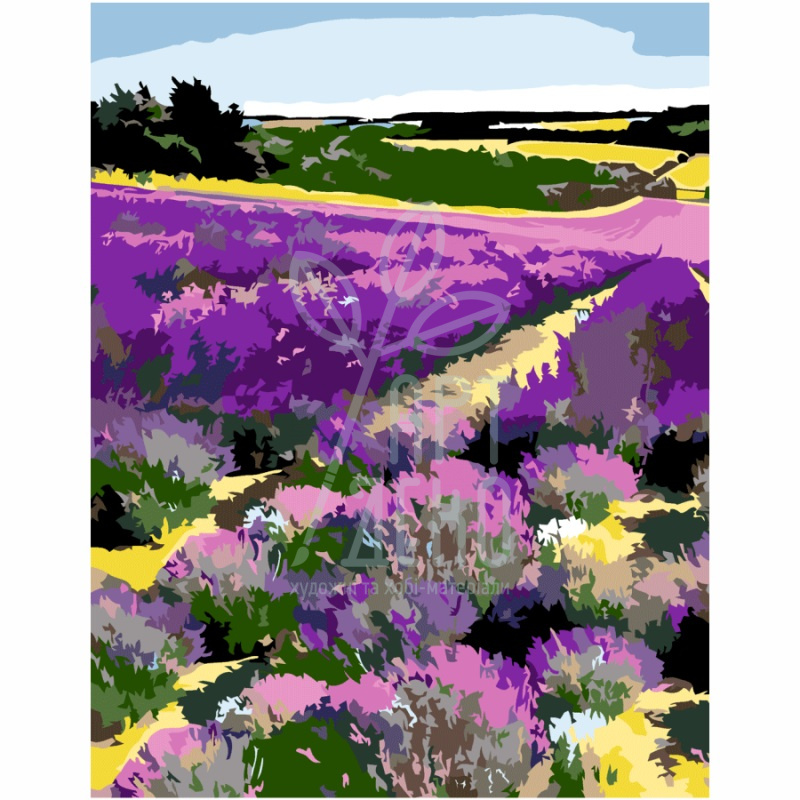 Набір для розпису за номерами "Квітуче лавандове поле", 35х45 см, ROSA START