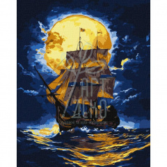 Набір для розпису за номерами "Там, де небо зустрічає море", металiк, 40х50 см, Ідейка