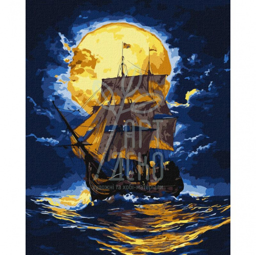 Набір для розпису за номерами "Там, де небо зустрічає море", металiк, 40х50 см, Ідейка