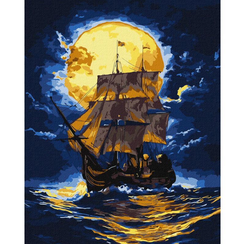 Набір для розпису за номерами "Там, де небо зустрічає море", металiк, 40х50 см, Ідейка