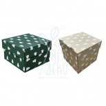 Коробка подарункова, гофрокартон "Ялинки", 18х18х12 см, Україна
