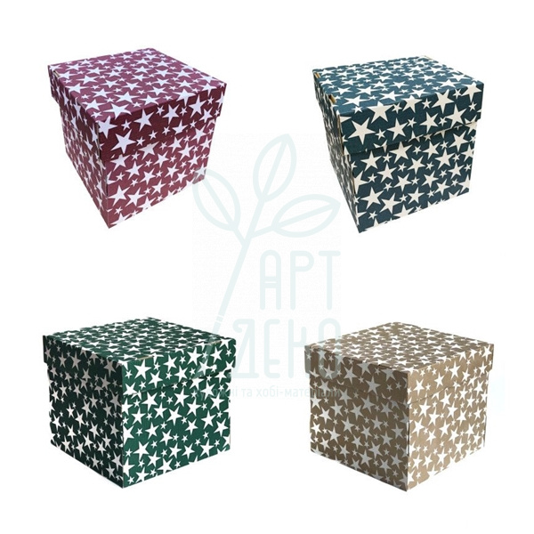 Коробка подарункова, гофрокартон "Зірки", 19х19х17 см, Україна