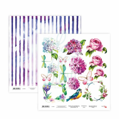 Папір для скрапбукінгу, двосторонній "Floral Poem" 19, 30х30 см, 200 г/м2, ROSA Talent