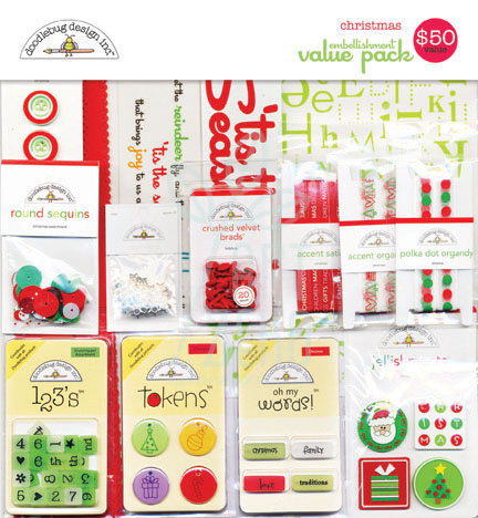 Набір для творчості Christmas embelishment value pack, Doodlebug