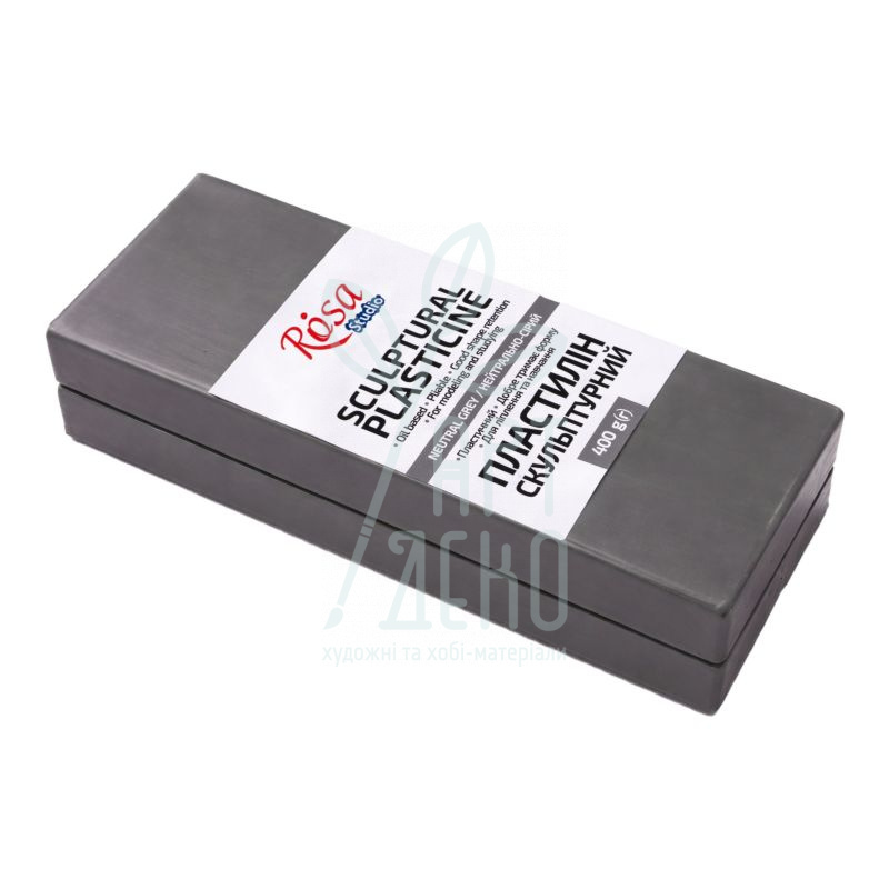 Пластилін скульптурний Studio, нейтрально-сірий, 400 г, ROSA