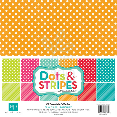 Набір паперу 30x30 см Dots & Stripes Brights Collection Kit, Echo Park