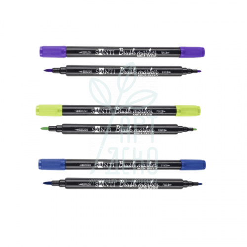 Маркер акварельний двосторонній Brush Marker, 1-4 мм, Santi