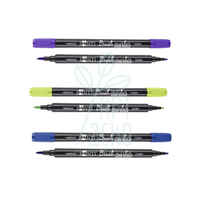 Маркер акварельний двосторонній Brush Marker, 1-4 мм, Santi
