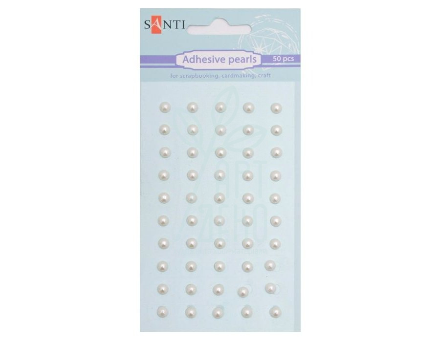 Перлини самоклеючі, перламутрові, 5 мм, 50 шт., Santi