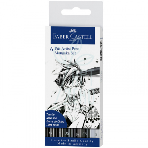 Набір ручок капілярних Pitt Artist Pens "Mangaka", 6 шт, Faber-Castell
