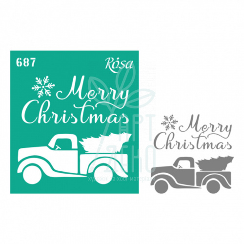 Трафарет багаторазовий самоклеючий, №687, серія "Новий рік",  9х10 см, ROSA Talent