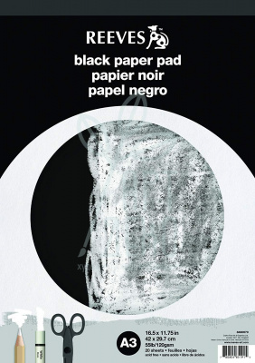 Альбом для графіки Black Paper Pad, А3 (29,7х42 см), 120 г/м2, 20 л., Reeves