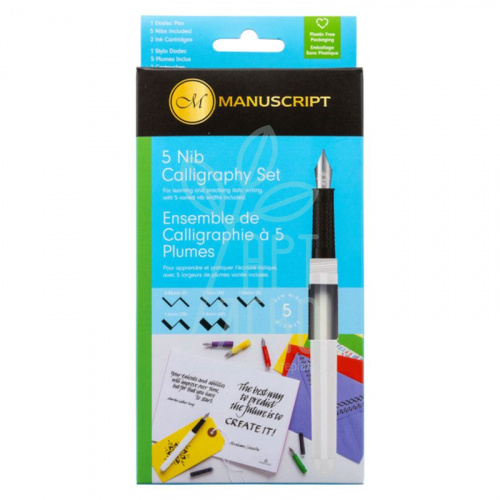 Набір для каліграфії, 5 Nib Calligraphy Set, 5 пер + 2 картриджі, Manuscript