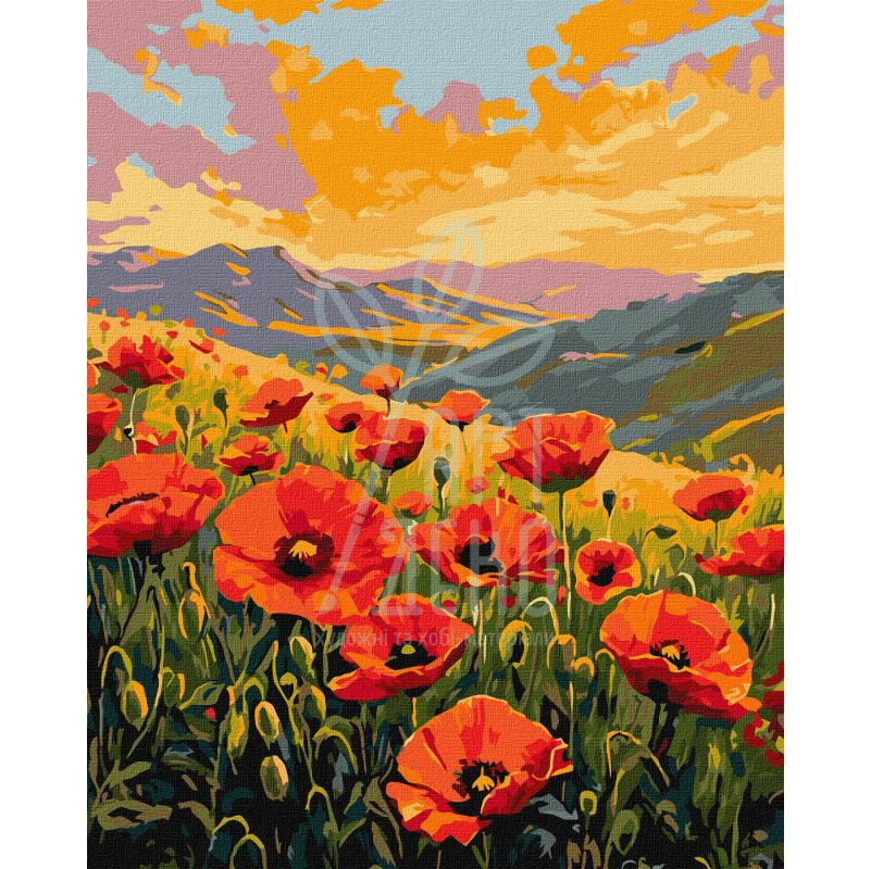 Набір для розпису за номерами "Тиша серед маків", 40х50 см, Ідейка