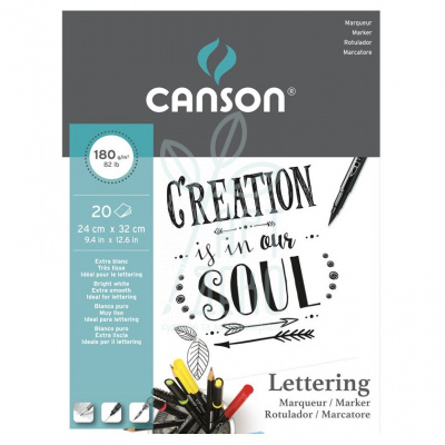 Блок паперу для леттерінгу Lettering, дрібне зрено, 24х32 см, 180 г/м2, 20 л., Canson Блок паперу для леттерінгу Lettering, дрібне зрено, 24х32 см, 180 г/м2, 20 л., Canson