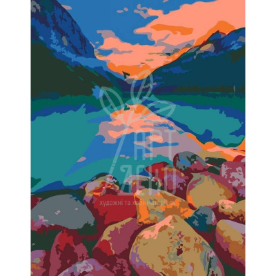 Набір-стандарт акрилового живопису за номерами "Озеро Луїза, Канада", 35х45 см, ROSA START